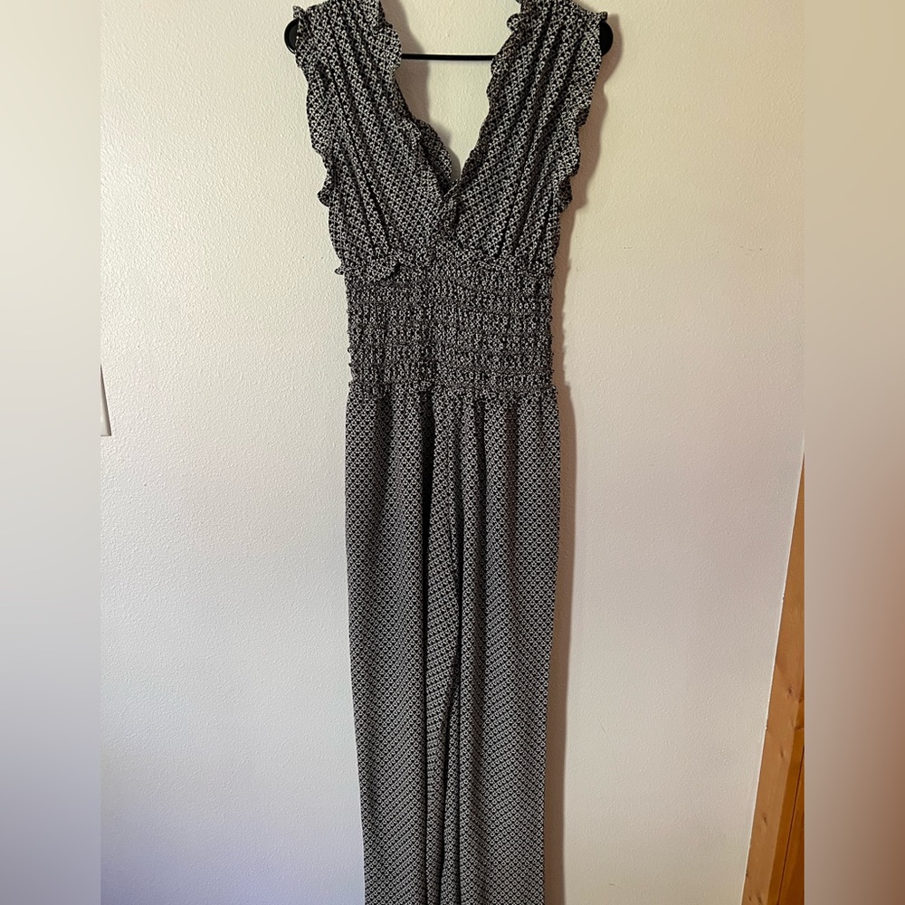 Blue and white light weight jumpsuit.
